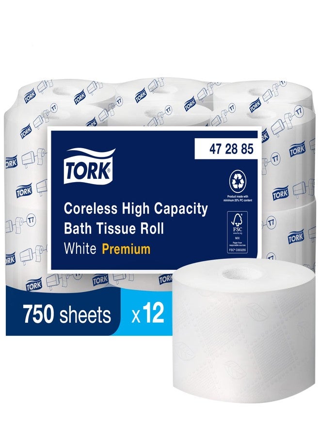 Tork Coreless High-Capacity Toilet Paper Roll White T7, Premium, 2-ply, 12 x 750 sheets, 472885 - Image 2